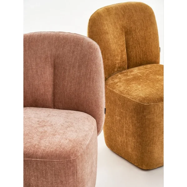 Plum Rounded Vanity Chair in Chenille — in a room setting