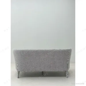 Poly Feibo Loveseat in Grey Textured Fabric on Tapered Legs — in a room setting