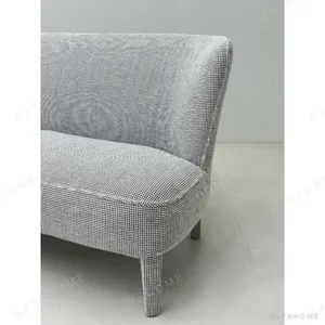 Poly Feibo Loveseat in Grey Textured Fabric on Tapered Legs — in a room setting