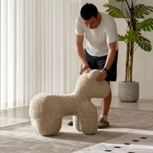 Pony Shearling Play Chair in Cream — front view