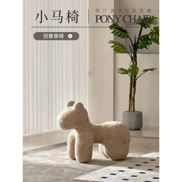Pony Shearling Play Chair in Cream — in a room setting