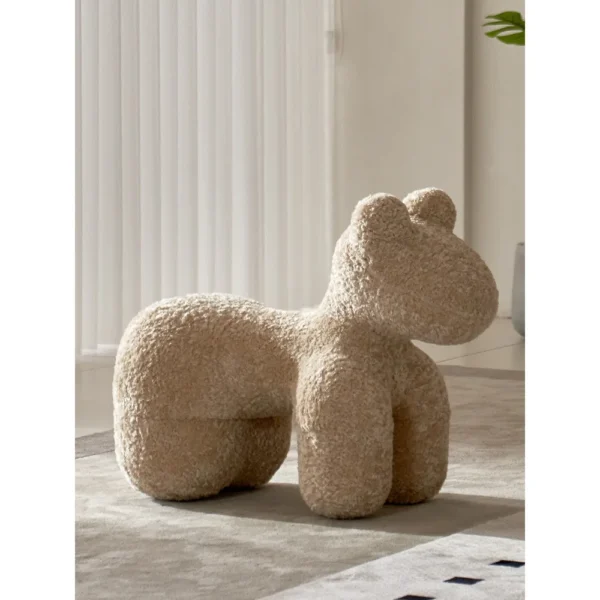 Pony Shearling Play Chair in Cream — in a room setting