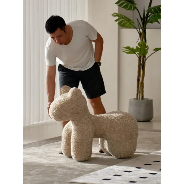 Pony Shearling Play Chair in Cream — in a room setting