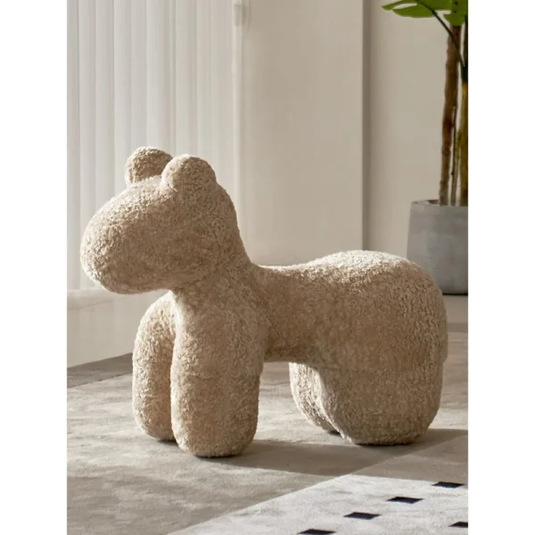Pony Shearling Play Chair in Cream — in a room setting