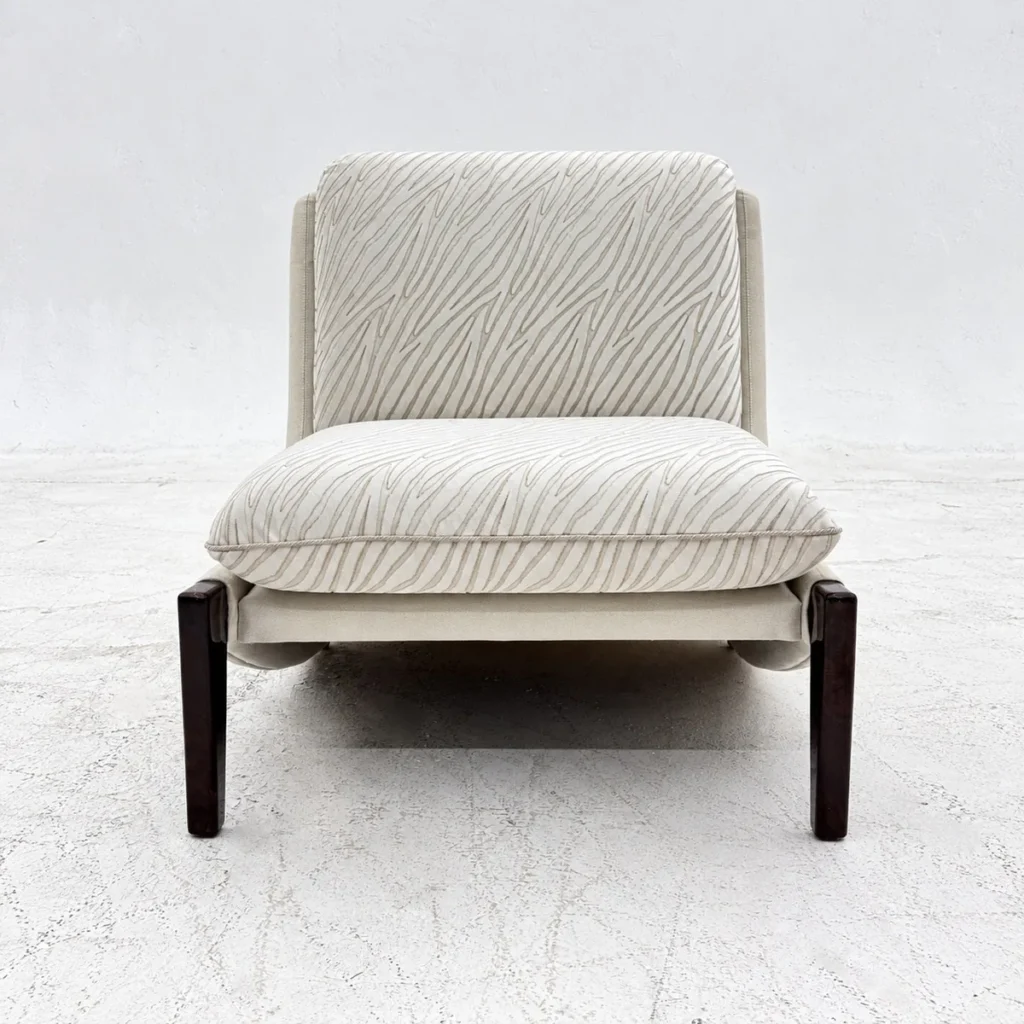 Ponytail Armless Lounge Chair in Cream Textured Fabric — front view