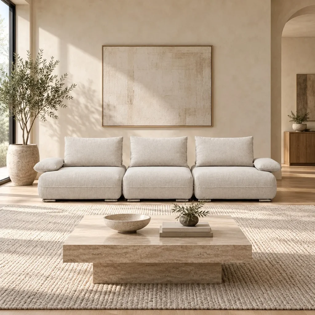 Poppy Sofa in performance fabric — front view