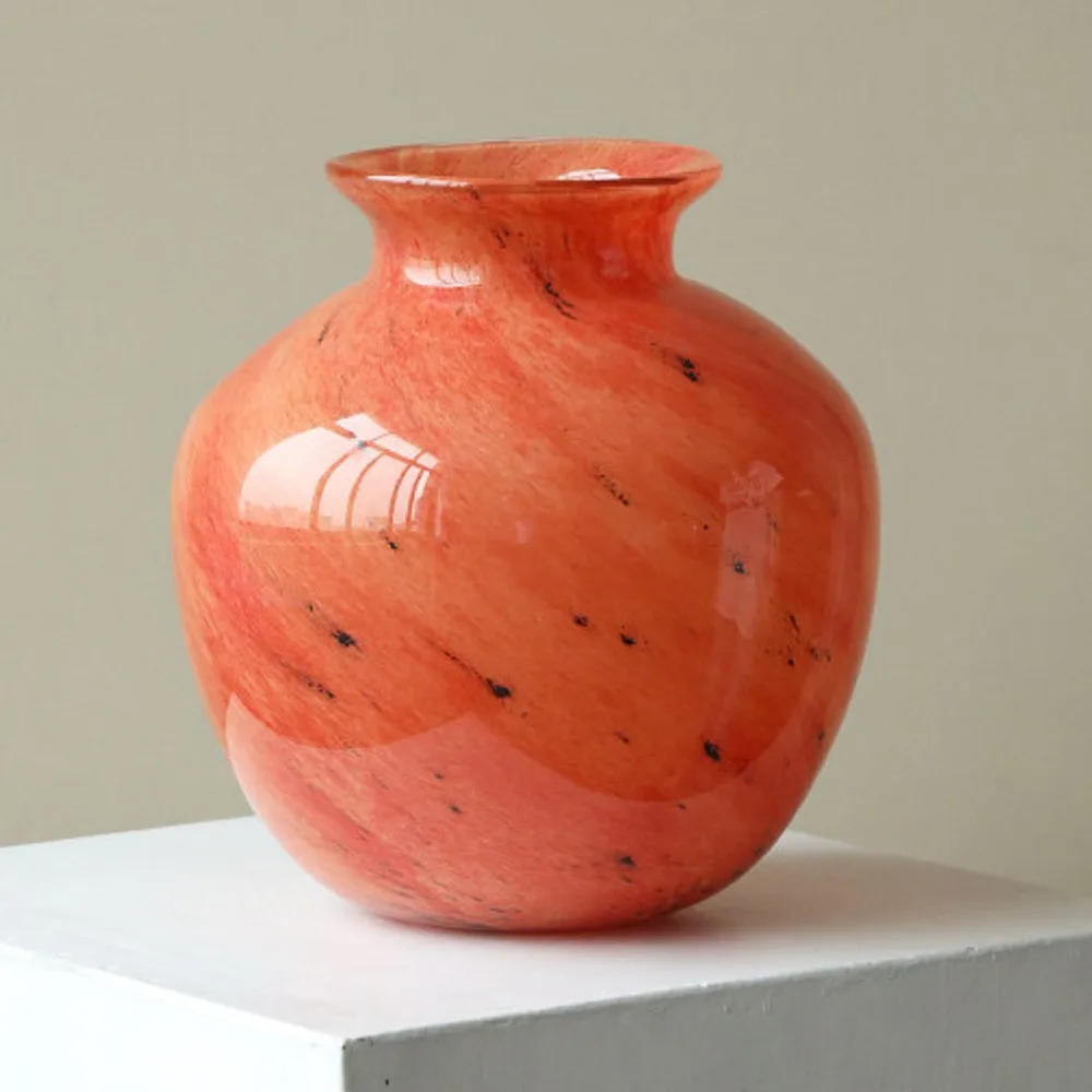 Planet Glass Vase in Orange, Blue, Rainbow or Teal, Medium — front view