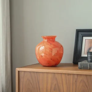 Planet Glass Vase in Orange, Blue, Rainbow or Teal, Medium — in a room setting