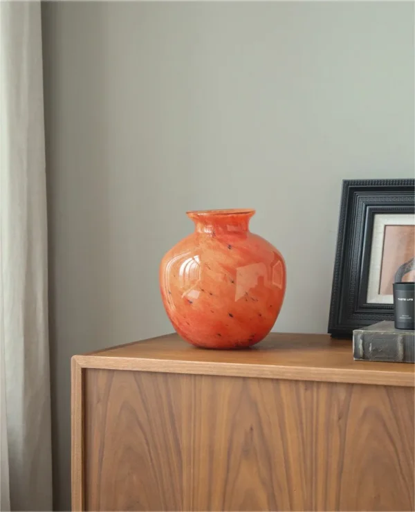 Planet Glass Vase in Orange, Blue, Rainbow or Teal, Medium — in a room setting