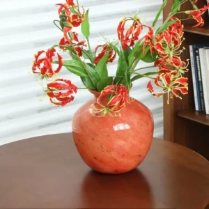Planet Glass Vase in Orange, Blue, Rainbow or Teal, Medium — in a room setting