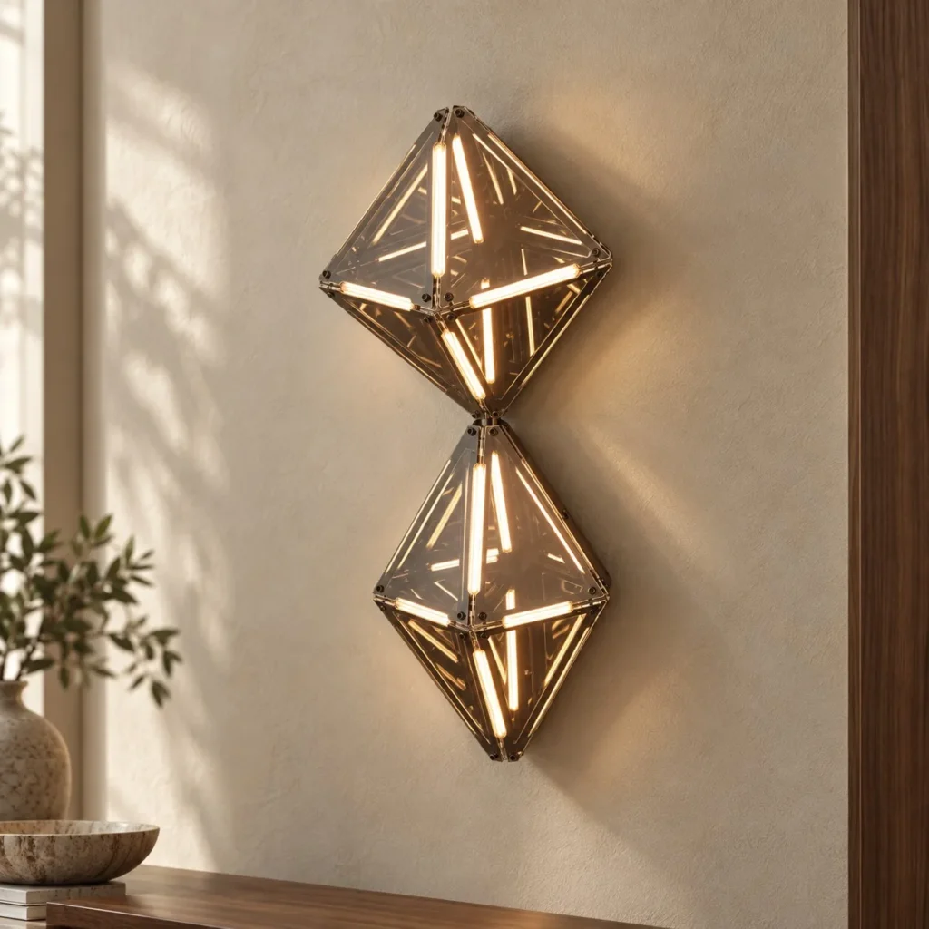 Prism Double Diamond Wall Light in Smoked Glass — front view