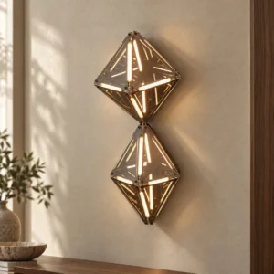 Prism Double Diamond Wall Light in Smoked Glass — front view