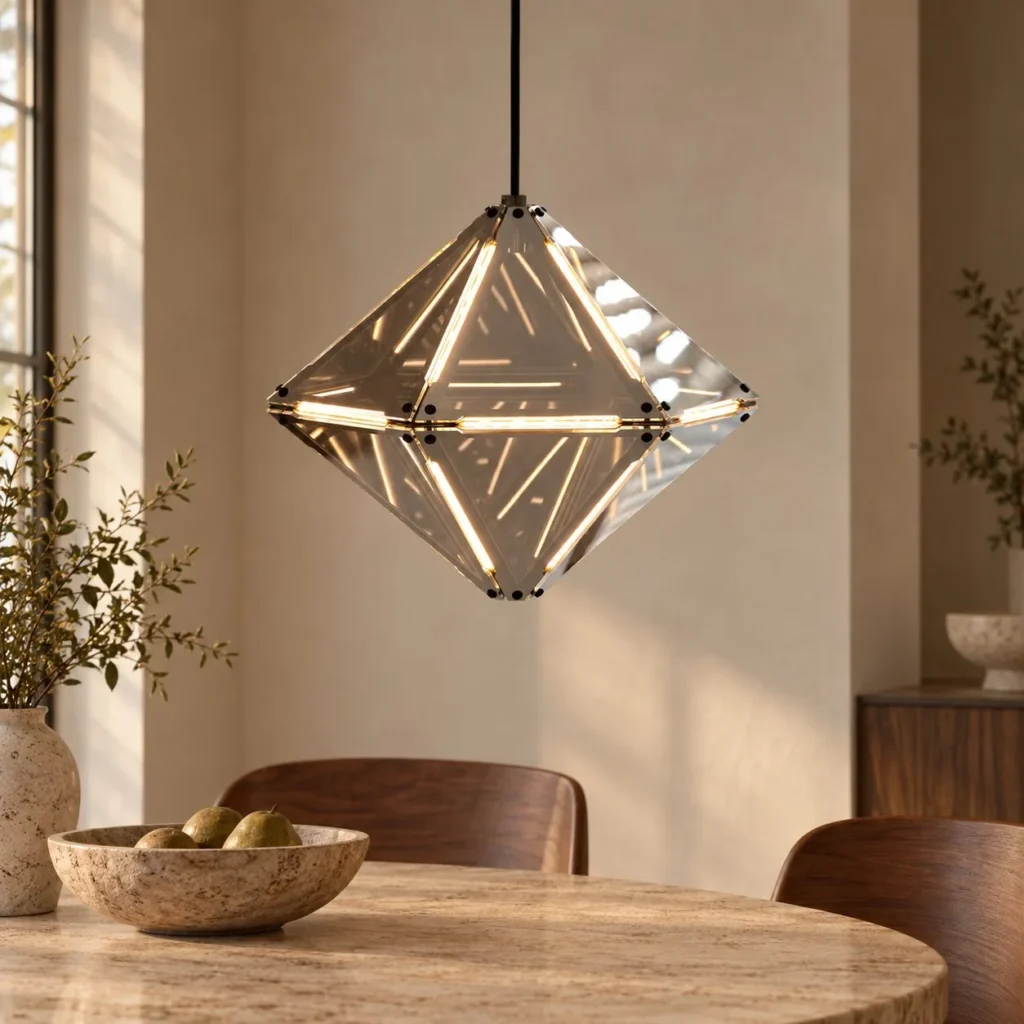 Prism Flat Diamond Pendant Light in silver — front view