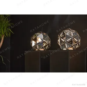 Prism Globe Table Lamp in Smoked Glass, Short Base — in a room setting