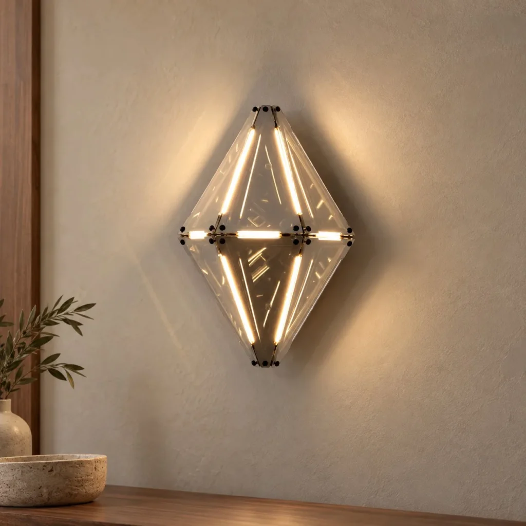 Prism Single Diamond Wall Light in Smoked Glass — front view