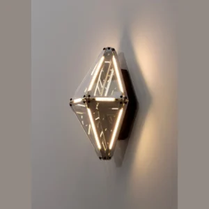 Prism Single Diamond Wall Light in Smoked Glass — in a room setting