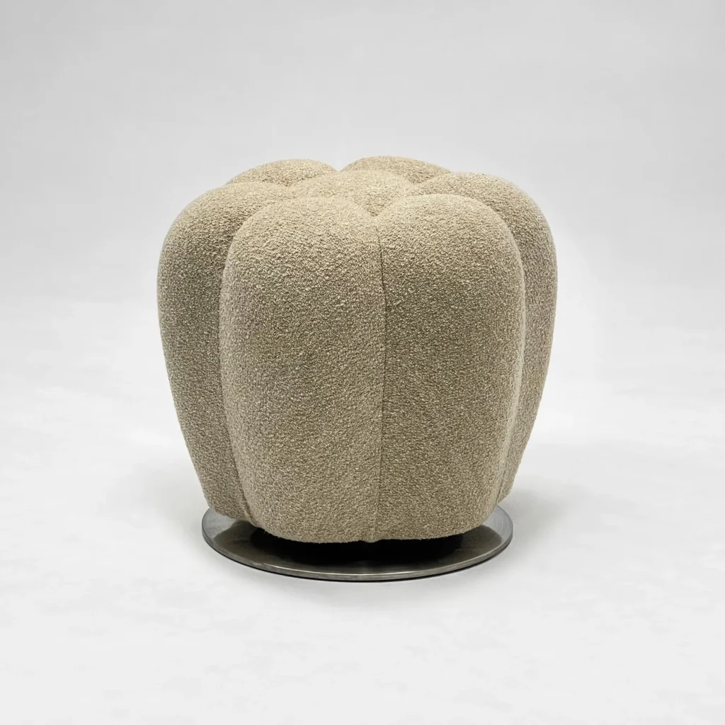 Pumpkin Sofa Stool in performance fabric — front view