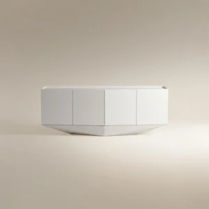 Pure White Matte Pyramid Base Four Door Sideboard in solid wood — front view