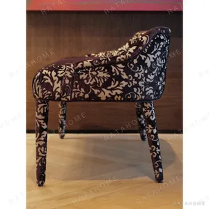 Purple Cut Velvet Bench with Classical Scroll Pattern in plum — in a room setting