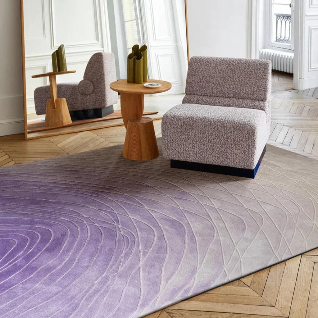 Lilac Contour Relief Rug for Living Rooms in plum — front view