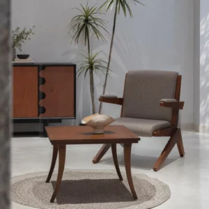 Quzhi Solid Wood Side Table with Curved Branch Legs in walnut — front view