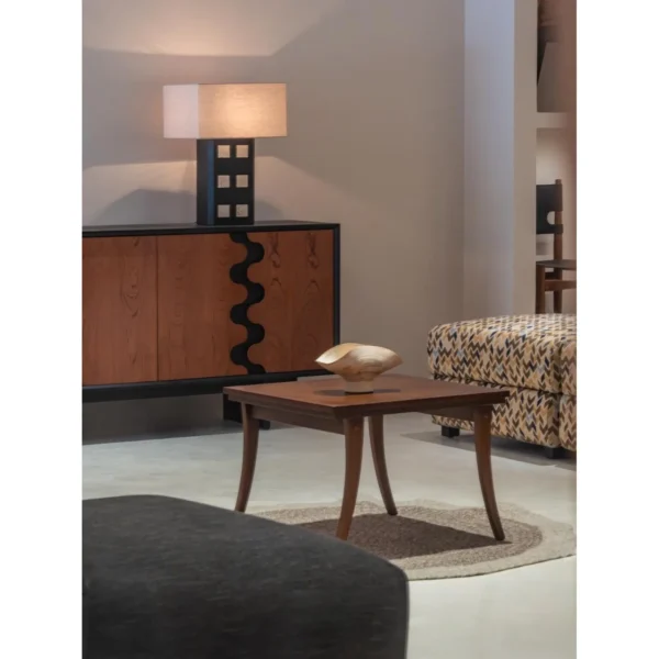 Quzhi Solid Wood Side Table with Curved Branch Legs in walnut — in a room setting