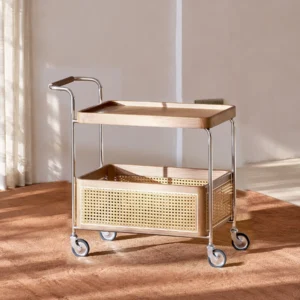 Rattan Mobile Trolley in rattan — front view