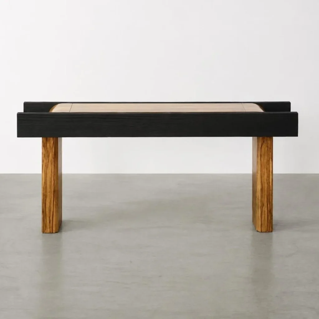 Ravenne Charred Cedar and Gloss Lacquer Console in black — front view