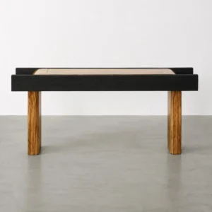 Ravenne Charred Cedar and Gloss Lacquer Console in black — front view