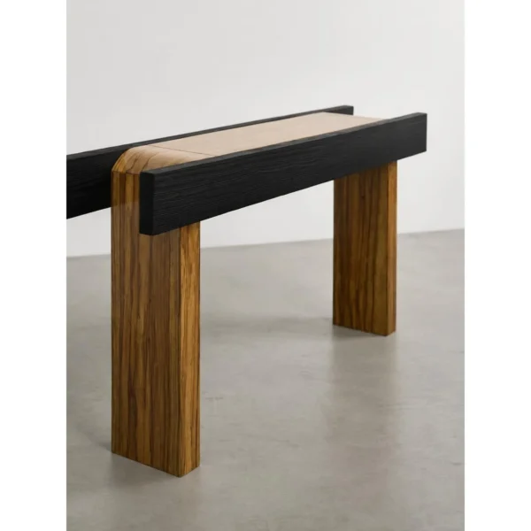 Ravenne Charred Cedar and Gloss Lacquer Console in black — in a room setting