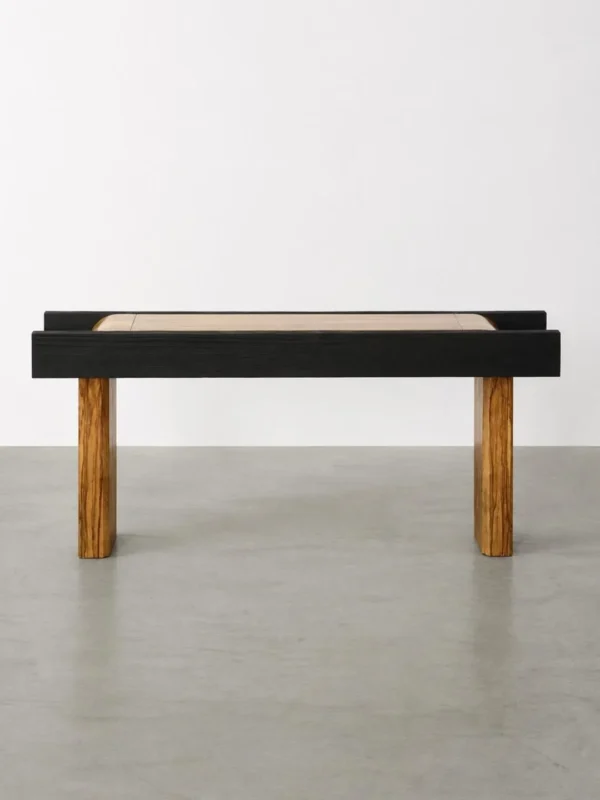 Ravenne Charred Cedar and Gloss Lacquer Console in black — in a room setting