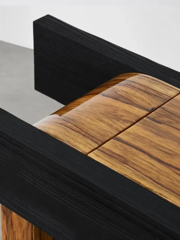 Ravenne Charred Cedar and Gloss Lacquer Console in black — detail