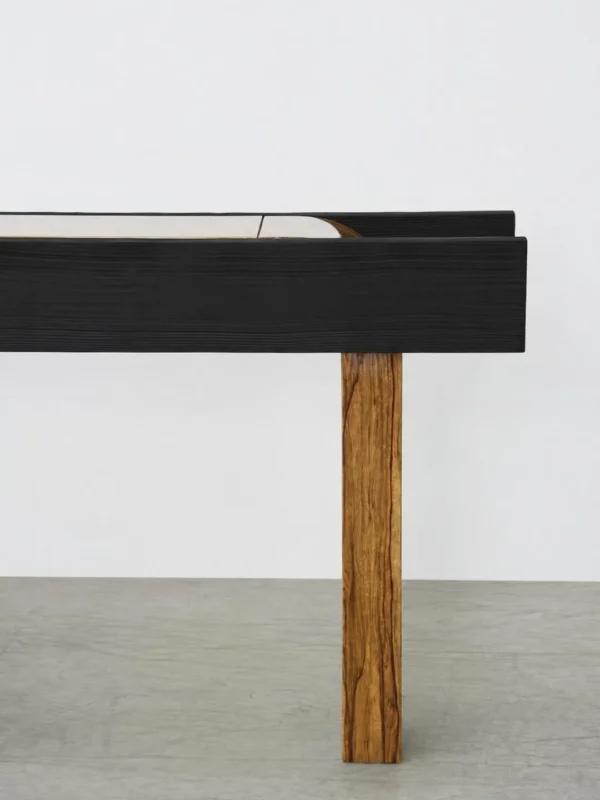 Ravenne Charred Cedar and Gloss Lacquer Console in black — detail