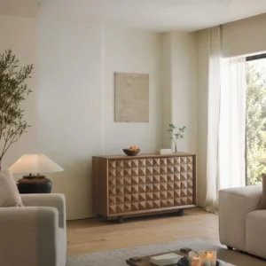 Wood Zoned Storage Cabinet in solid wood — front view