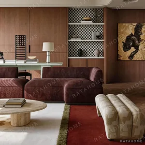 Red and Grey Two-Tone Wabi-Sabi Rug in red — in a room setting