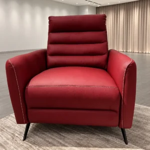 Red Leather Electric Recliner Armchair with German Motor in red — front view
