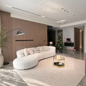 Relaxed Irregular Sofa in chenille — front view