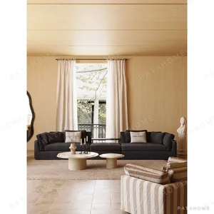 Relaxing Sofa in Dark Grey Linen with Removable Covers and — in a room setting