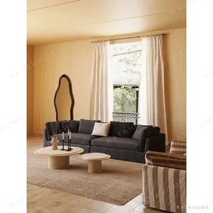 Relaxing Sofa in Dark Grey Linen with Removable Covers and — in a room setting