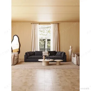 Relaxing Sofa in Dark Grey Linen with Removable Covers and — in a room setting