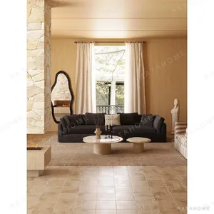 Relaxing Sofa in Dark Grey Linen with Removable Covers and — in a room setting
