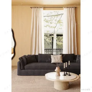Relaxing Sofa in Dark Grey Linen with Removable Covers and — in a room setting