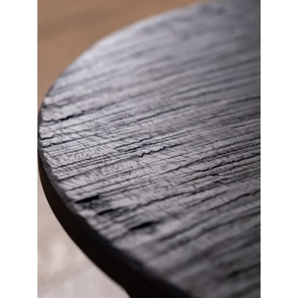 Remain Round Solid Wood Coffee Table on Turned Legs in clay — in a room setting