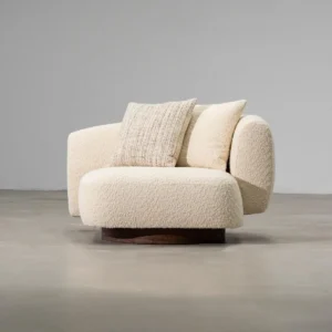 Asymmetric Wool Lounge Chair on Ash Base — front view