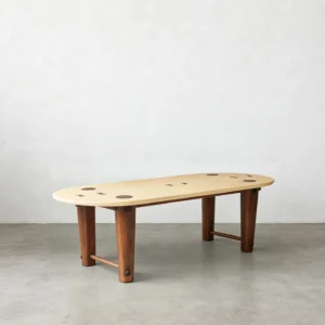 Rhye Oak Oval Dining Table with Inlaid Leg Joints in natural oak — front view