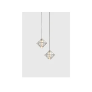 Ribbed Glass Diamond Pendant Light, 12.5 cm in ivory — in a room setting