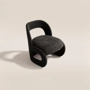 Ring Pleated Suede Art Lounge Chair in leather — front view