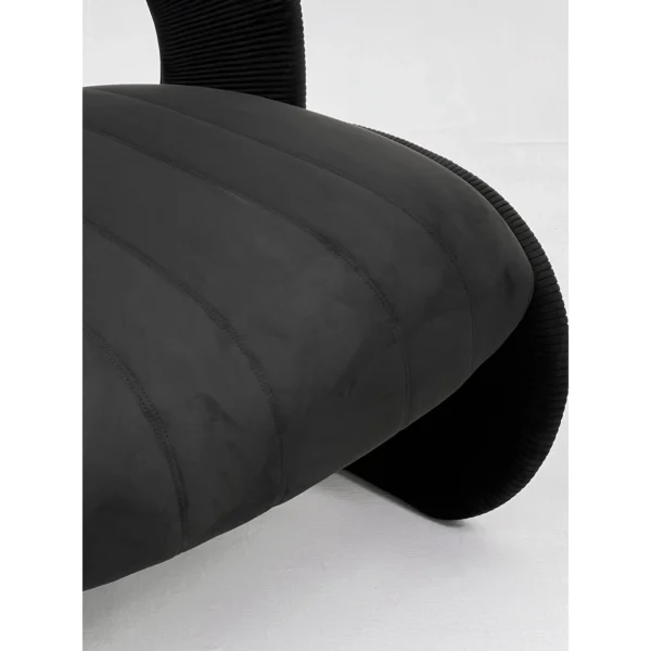 Ring-Frame Pleated Corduroy and Suede Lounge Chair in Black — in a room setting