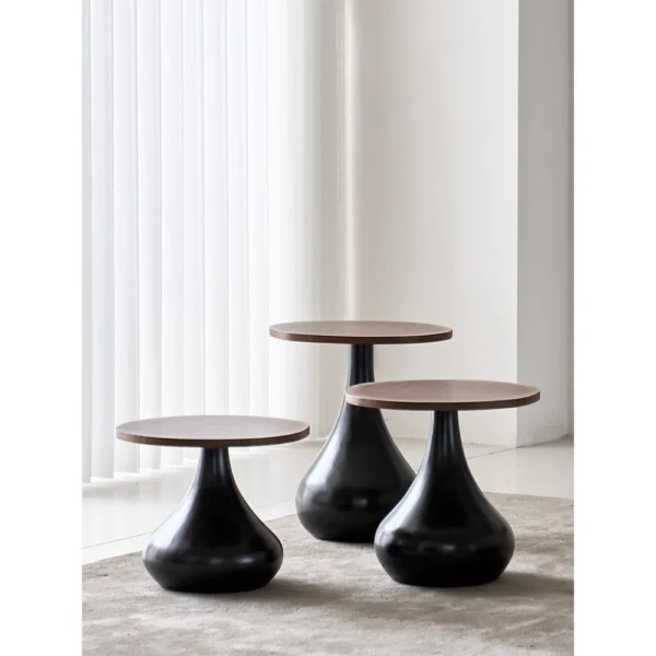Rio Water Drop Side Tables in Black Walnut, Set of Three — in a room setting