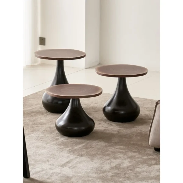 Rio Water Drop Side Tables in Black Walnut, Set of Three — in a room setting